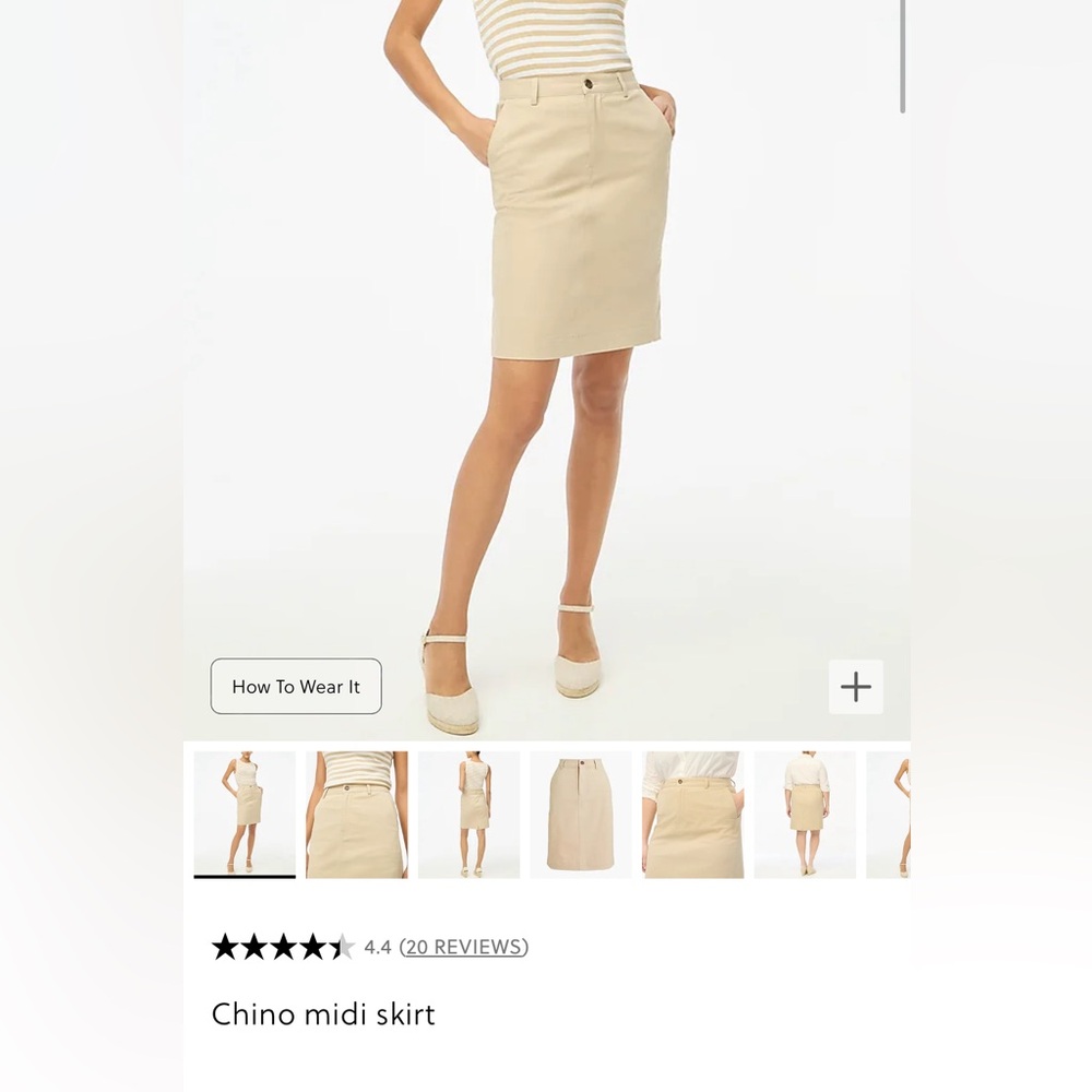 JCrew Chino midi skirt. Brand new with tags